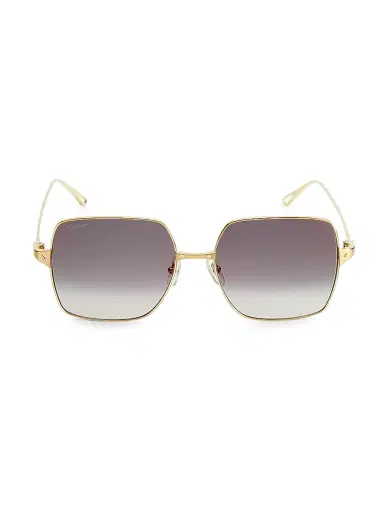 Cartier Women's Santos De 57MM Square Sunglasses - Smooth Gold | Thumbnail 1