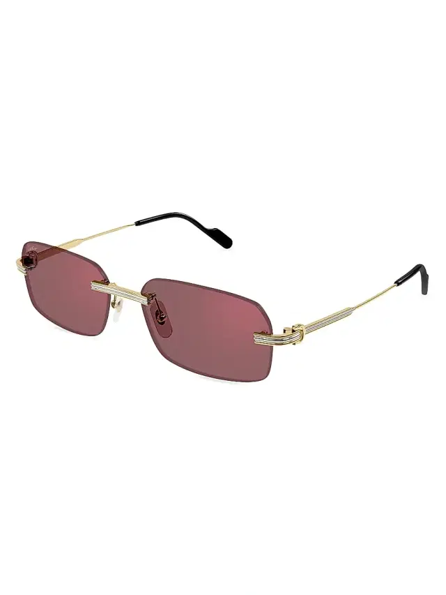 Men's Première De  58MM Rimless Rectangular Sunglasses - Gold