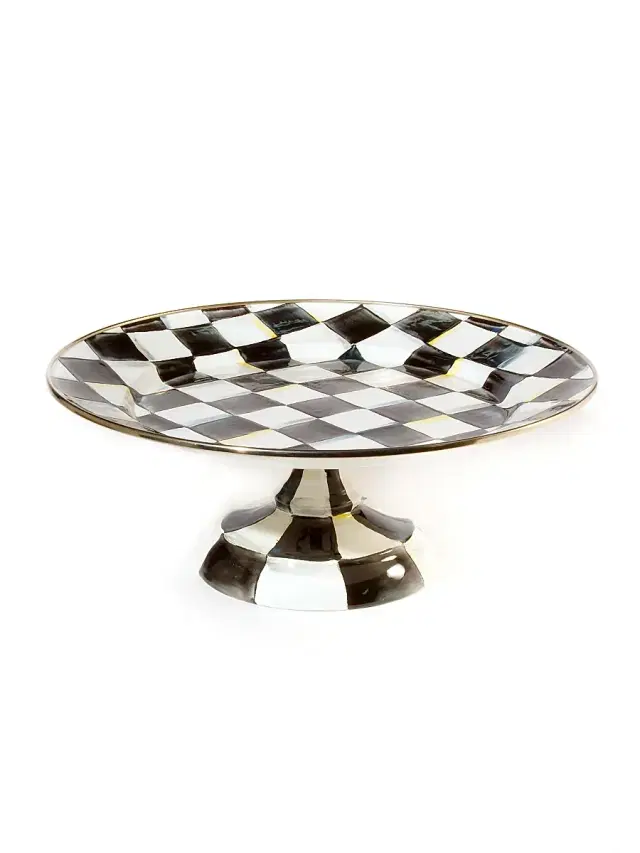 MacKenzie-Childs Courtly Check Enamel Pedestal Platter