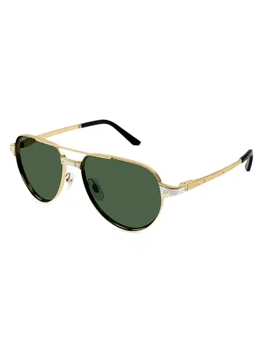 Cartier Men's Santos Evolution 59MM Pilot Sunglasses - Gold | Thumbnail 1 Cartier Men's Santos Evolution 59MM Pilot Sunglasses - Gold | Thumbnail 1