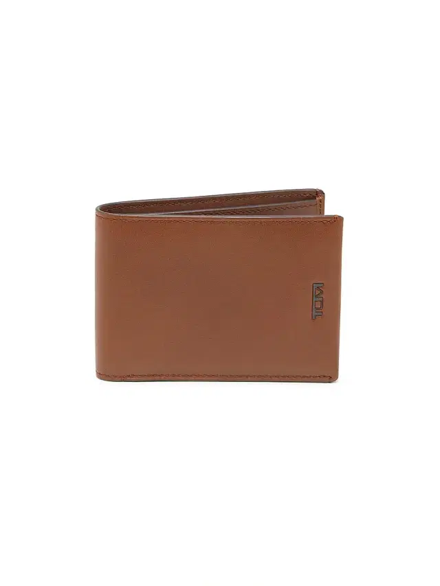 TUMI Men's Nassau Leather Double Bifold Wallet - Cognac