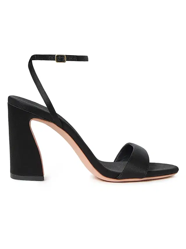 Loeffler Randall Women's Malia 0MM Curved-Heel Satin Sandals - Black