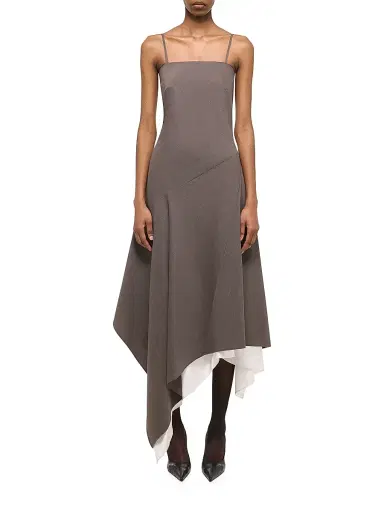 Helmut Lang Women's Layered Wool Scarf-Hem Dress | Thumbnail 3