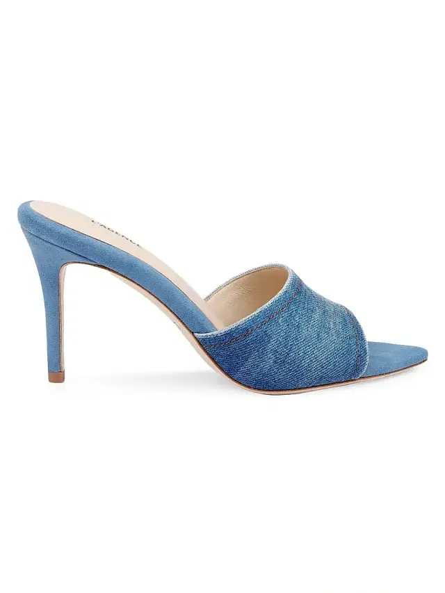 L'AGENCE Women's Lolita 85MM Mule Sandals - Blue Denim