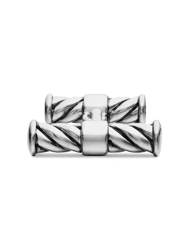 David Yurman Men's Sculpted Cable Elongated Cufflinks in Sterling Silver, 22mm - Silver | Thumbnail 4