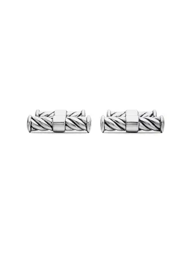 David Yurman Men's Sculpted Cable Elongated Cufflinks in Sterling Silver, 22mm - Silver | Thumbnail 1