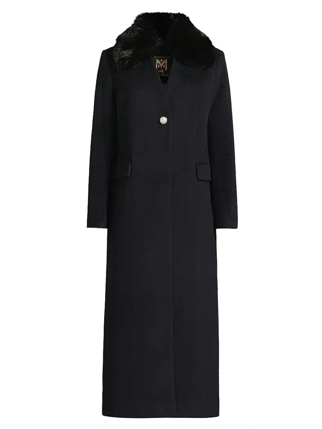 Milly Women's Faux Fur Collar Wool-Blend Coat - Navy