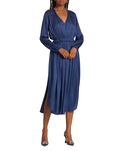 Elie Tahari Women's Whisper Shirred Dress - Lapis | Thumbnail 2