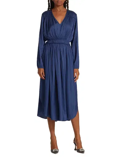 Elie Tahari Women's Whisper Shirred Dress - Lapis | Thumbnail 3