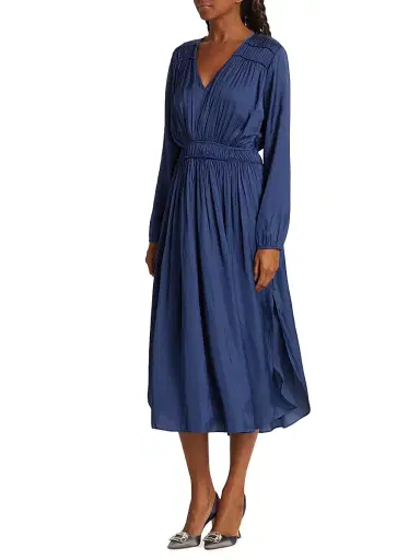 Elie Tahari Women's Whisper Shirred Dress - Lapis | Thumbnail 4