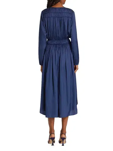 Elie Tahari Women's Whisper Shirred Dress - Lapis | Thumbnail 5