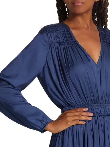 Elie Tahari Women's Whisper Shirred Dress - Lapis | Thumbnail 6