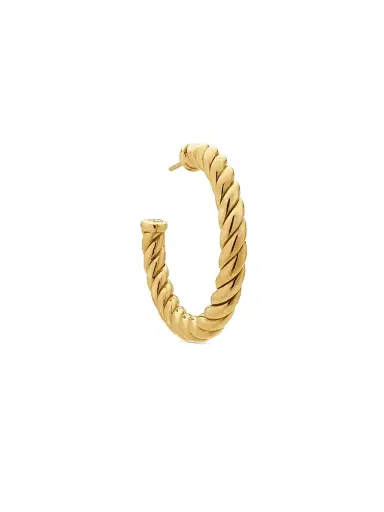 David Yurman Women's Sculpted Cable Hoop Earrings in 18K Yellow Gold, 40MM - Gold | Thumbnail 5 David Yurman Women's Sculpted Cable Hoop Earrings in 18K Yellow Gold, 40MM - Gold | Thumbnail 5