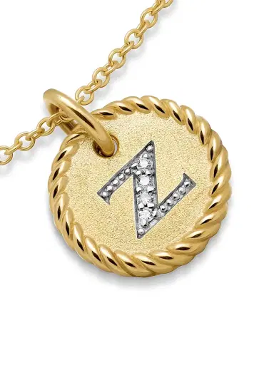 David Yurman Women's Initial Charm Necklace in 18K Yellow Gold with Pavé Diamonds - Initial Z | Thumbnail 5 David Yurman Women's Initial Charm Necklace in 18K Yellow Gold with Pavé Diamonds - Initial Z | Thumbnail 5