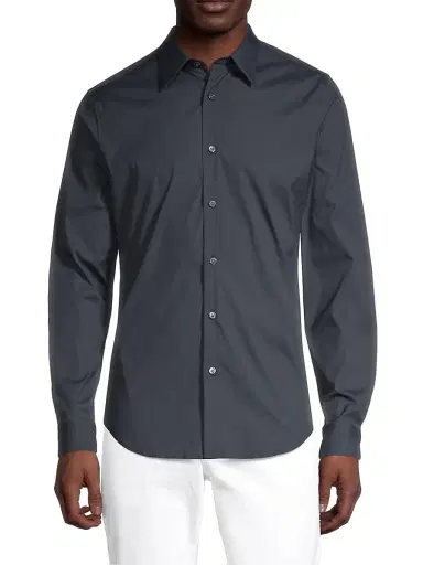 Theory Men's Sylvain Good Cotton Shirt - Eclipse - Size XXL | Thumbnail 3