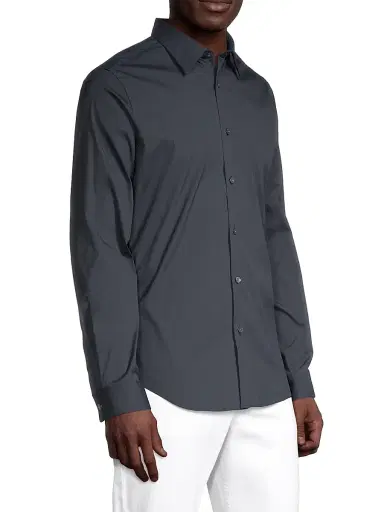 Theory Men's Sylvain Good Cotton Shirt - Eclipse - Size XXL | Thumbnail 4
