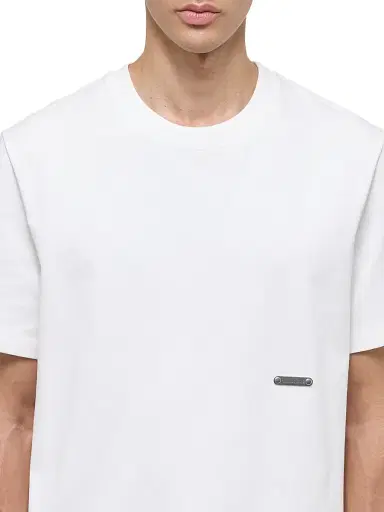 Helmut Lang Men's Metal Logo Cotton T-Shirt - White | Thumbnail 6 Helmut Lang Men's Metal Logo Cotton T-Shirt - White | Thumbnail 6