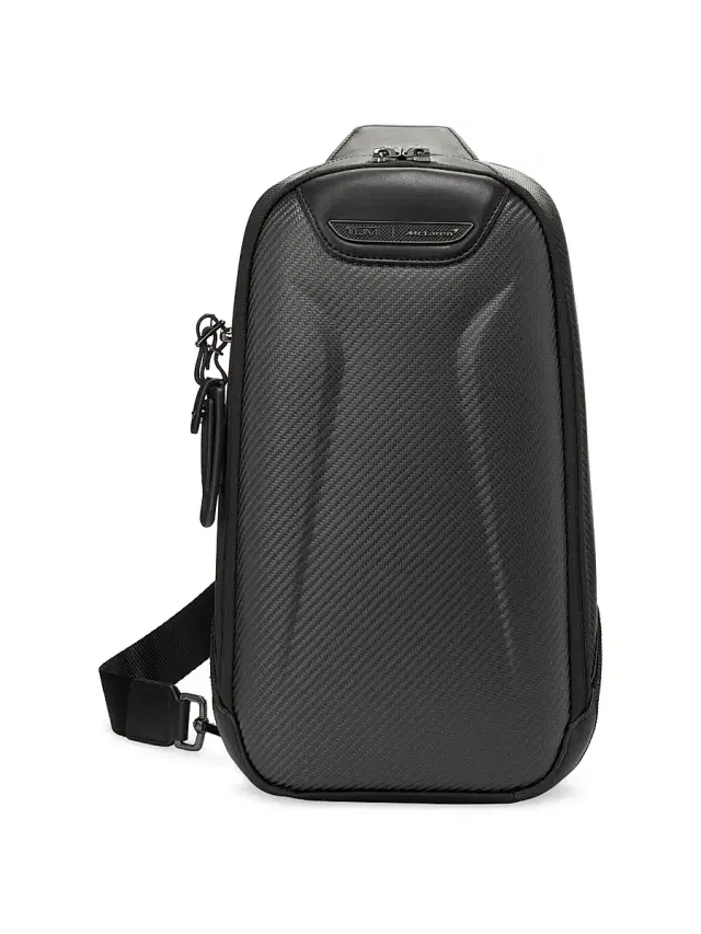 TUMI Men's Torque Leather-Trimmed Sling Bag - Carbon