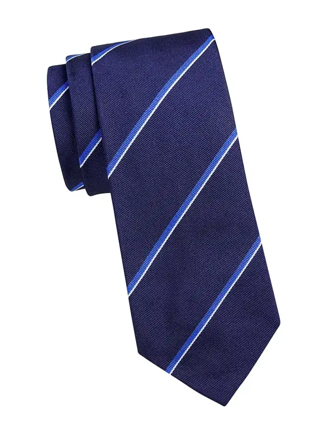 Men's Super Striped Silk Repp Tie - Blue