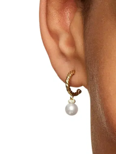 David Yurman Women's Petite Solari Drop Earrings in 18K Yellow Gold - Gold Pearl | Thumbnail 3