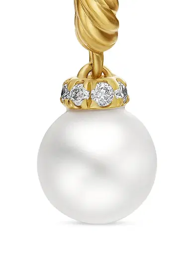 David Yurman Women's Petite Solari Drop Earrings in 18K Yellow Gold - Gold Pearl | Thumbnail 6