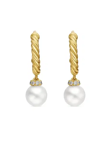 David Yurman Women's Petite Solari Drop Earrings in 18K Yellow Gold - Gold Pearl | Thumbnail 1