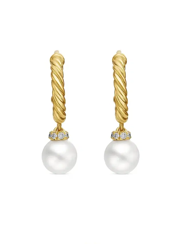 Women's Petite Solari Drop Earrings in 18K Yellow Gold - Gold Pearl