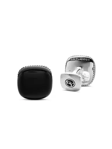 David Yurman Men's Streamline Cushion Cufflinks in Sterling Silver - Black Onyx | Thumbnail 3