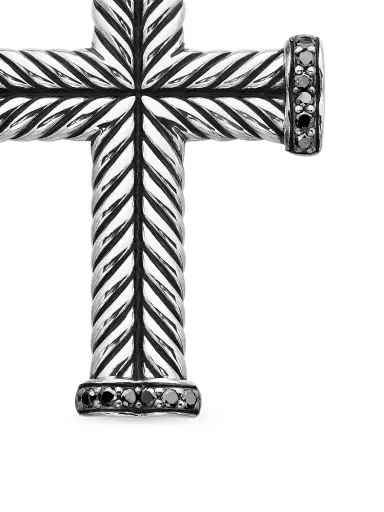 David Yurman Men's Chevron Cross Pendant in Sterling Silver - Black Diamond | Thumbnail 6 David Yurman Men's Chevron Cross Pendant in Sterling Silver - Black Diamond | Thumbnail 6