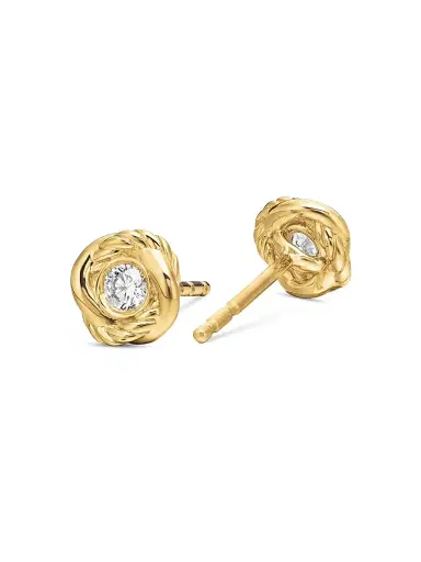 David Yurman Women's Infinity Stud Earrings with Diamonds - Yellow Gold | Thumbnail 3 David Yurman Women's Infinity Stud Earrings with Diamonds - Yellow Gold | Thumbnail 3