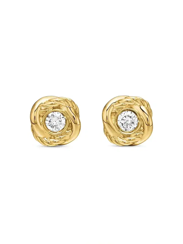 Women's Infinity Stud Earrings with Diamonds - Yellow Gold