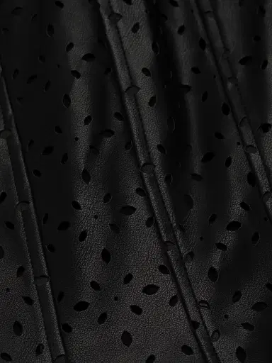 Elie Tahari Women's Perforated Faux Leather Fit & Flare Dress - Noir | Thumbnail 7
