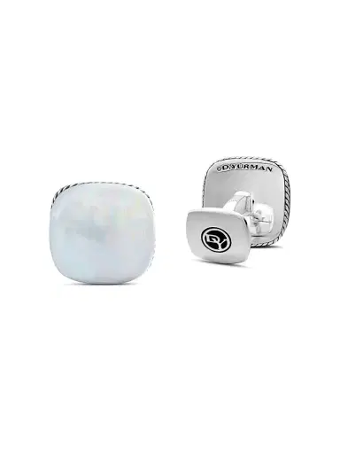 David Yurman Men's Streamline Cushion Cufflinks in Sterling Silver - Mother Of Pearl | Thumbnail 3