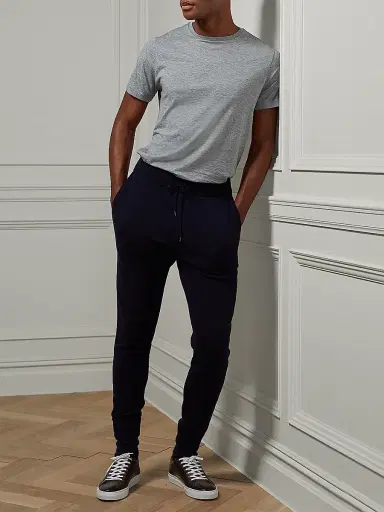 Ralph Lauren Purple Label Men's Short-Sleeve Crewneck Cotton Tee - Grey Heather - Size XL | Thumbnail 2