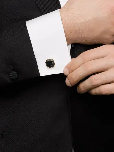 David Yurman Men's Forged Carbon Cufflinks in 18K Yellow Gold, 15.5MM - Forged Carbon | Thumbnail 2 David Yurman Men's Forged Carbon Cufflinks in 18K Yellow Gold, 15.5MM - Forged Carbon | Thumbnail 2