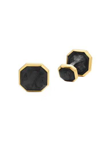 David Yurman Men's Forged Carbon Cufflinks in 18K Yellow Gold, 15.5MM - Forged Carbon | Thumbnail 3 David Yurman Men's Forged Carbon Cufflinks in 18K Yellow Gold, 15.5MM - Forged Carbon | Thumbnail 3
