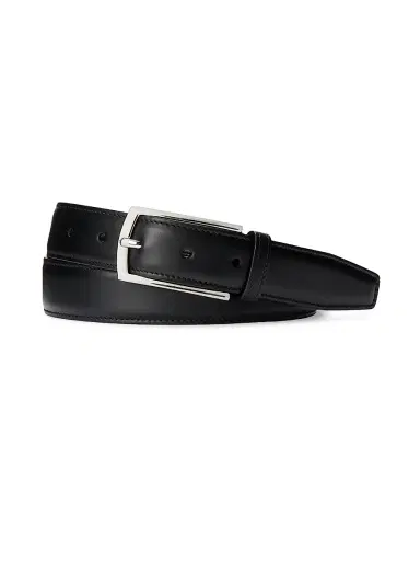 Ralph Lauren Purple Label Men's Logo Leather Prong Buckle Belt | Thumbnail 1 Ralph Lauren Purple Label Men's Logo Leather Prong Buckle Belt | Thumbnail 1