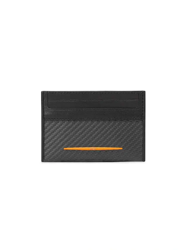 TUMI Men's Carbon Fiber Slim Card Case - Carbon Papaya