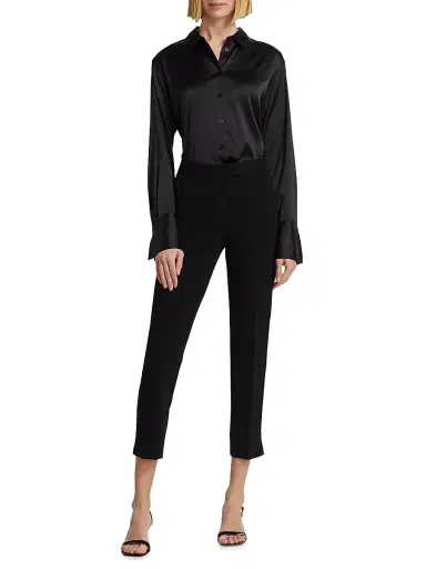Theory Women's Ibbey Crepe Tapered Trousers - Black | Thumbnail 2 Theory Women's Ibbey Crepe Tapered Trousers - Black | Thumbnail 2