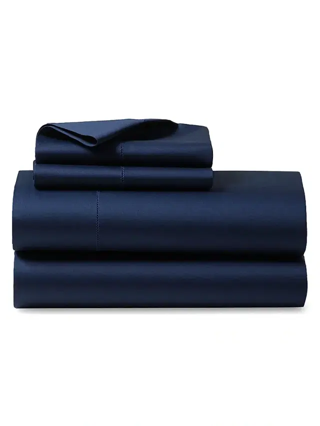 Ralph Lauren Organic Sateen 624-Thread Count Sheet & Pillowcase Collection - Polo Navy King