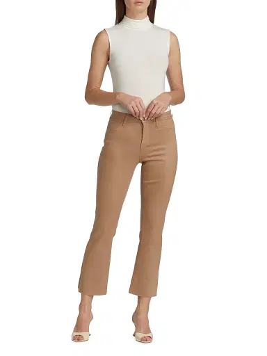 L'AGENCE Women's Kendra Coated High-Rise Cropped Pants - Cappuccino Coated | Thumbnail 2