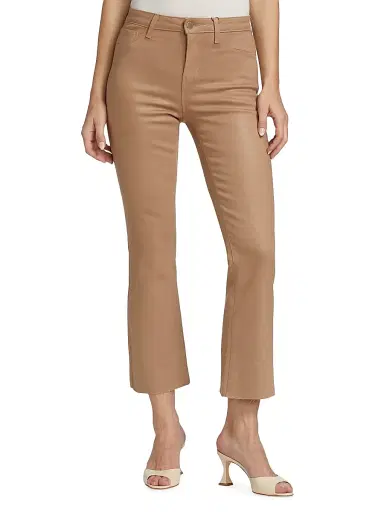 L'AGENCE Women's Kendra Coated High-Rise Cropped Pants - Cappuccino Coated | Thumbnail 3