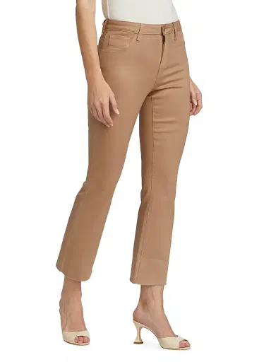 L'AGENCE Women's Kendra Coated High-Rise Cropped Pants - Cappuccino Coated | Thumbnail 4
