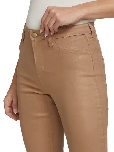 L'AGENCE Women's Kendra Coated High-Rise Cropped Pants - Cappuccino Coated | Thumbnail 6