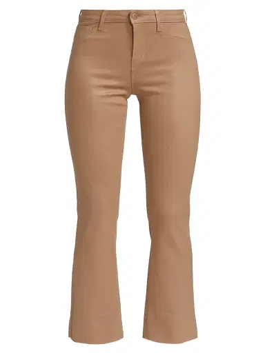 L'AGENCE Women's Kendra Coated High-Rise Cropped Pants - Cappuccino Coated | Thumbnail 1