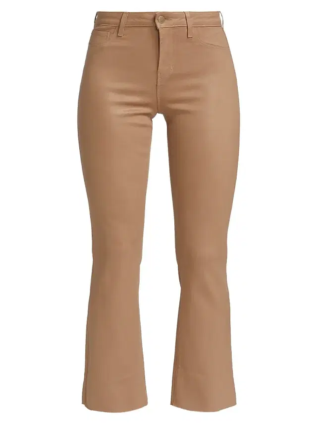 L'AGENCE Women's Kendra Coated High-Rise Cropped Pants - Cappuccino Coated