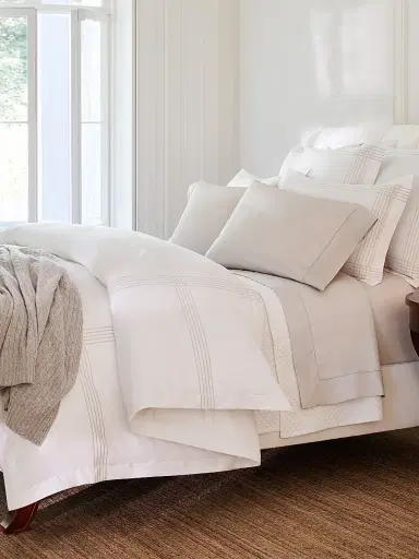 Ralph Lauren Organic Sateen Handkerchief 624-Thread Count Sheet & Pillowcase Collection - True Platinum Queen | Thumbnail 4 Ralph Lauren Organic Sateen Handkerchief 624-Thread Count Sheet & Pillowcase Collection - True Platinum Queen | Thumbnail 4