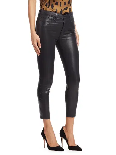 L'AGENCE Women's Margot Skinny Mid-Rise Ankle Skinny Coated Jeans - Black Coated | Thumbnail 4