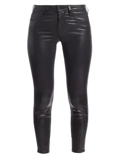 L'AGENCE Women's Margot Skinny Mid-Rise Ankle Skinny Coated Jeans - Black Coated | Thumbnail 1