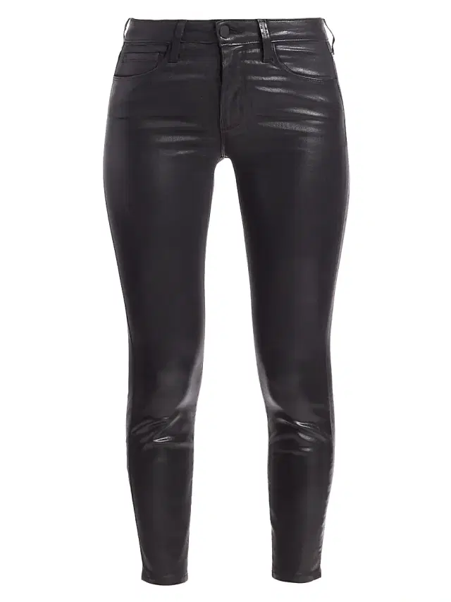L'AGENCE Women's Margot Skinny Mid-Rise Ankle Skinny Coated Jeans - Black Coated